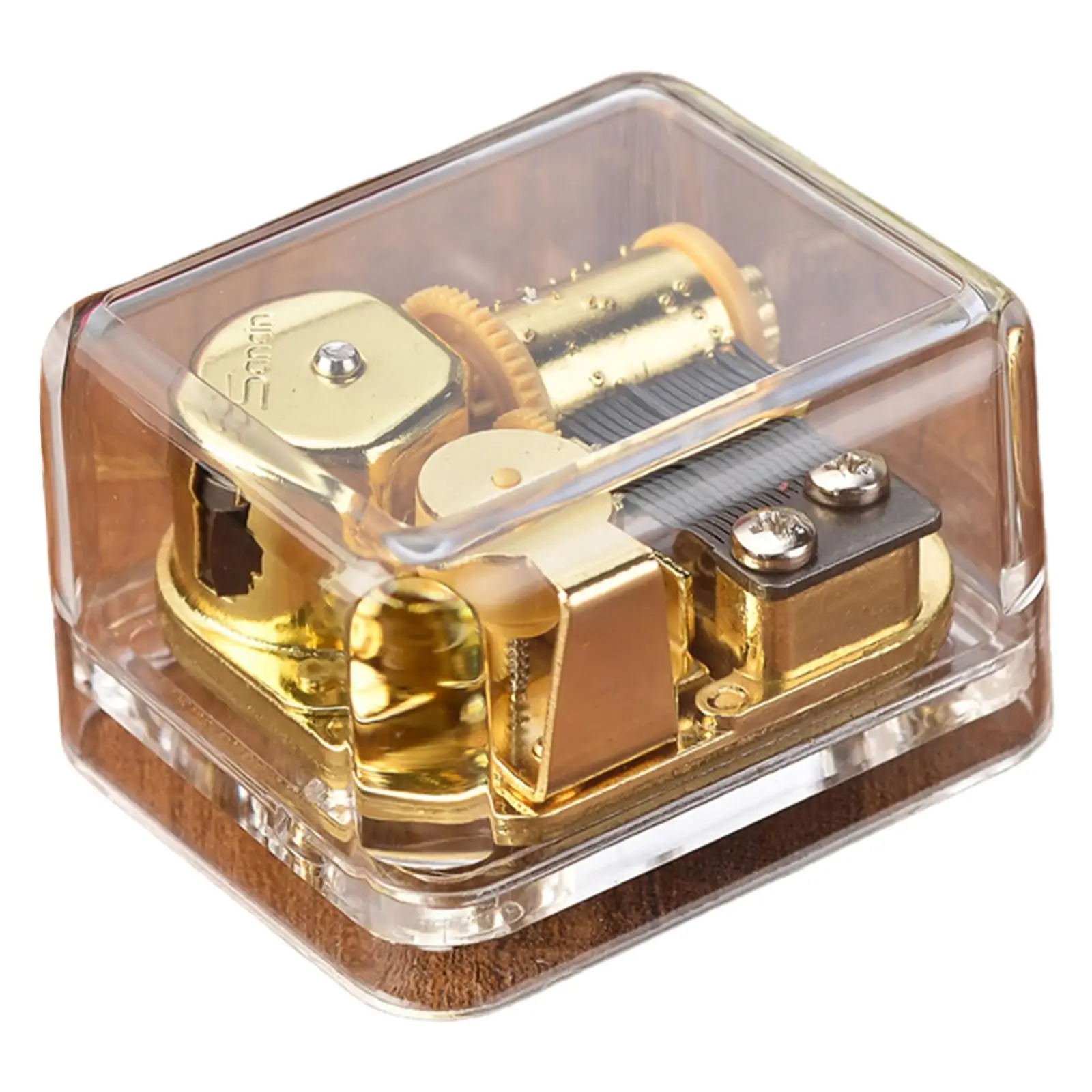 Unique Music Box Acrylic Wind up Transparent Mechanism with Gold Plating Movement in for Birthday Friends images - 6