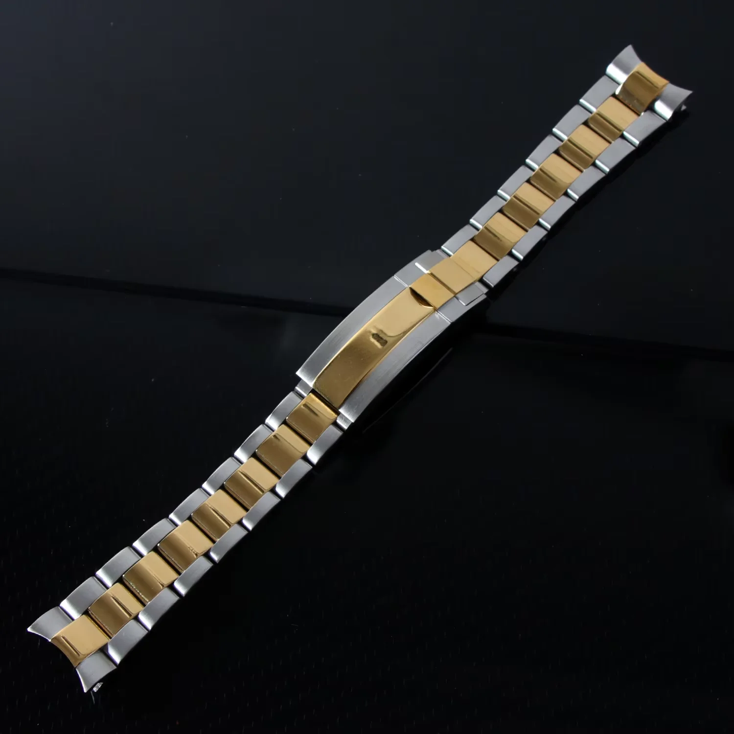 Premium 20mm 904L Stainless Steel Watch Band with Glide Lock Buckle - Silver Oyster Bracelet Design