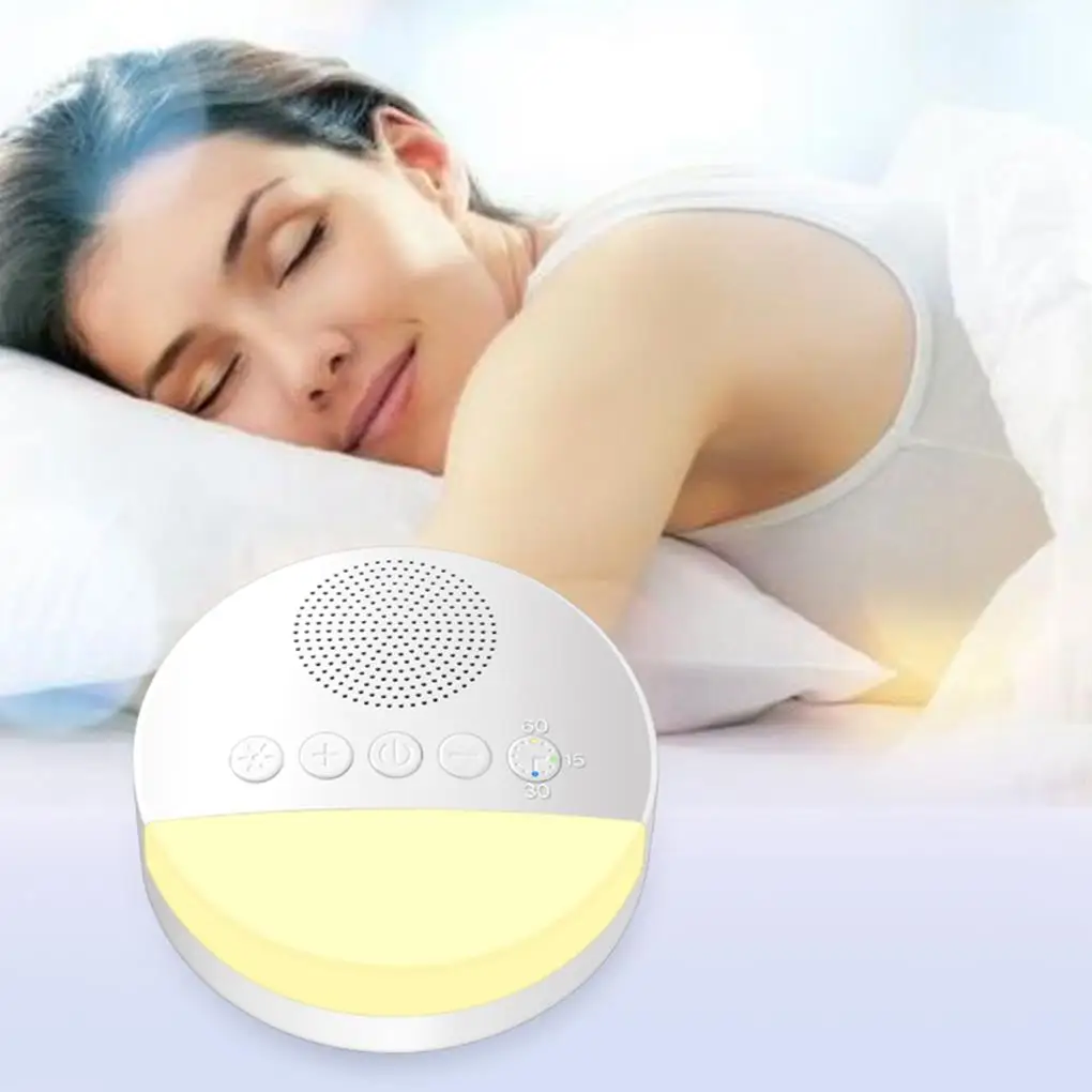 Plastic White Noise Machine Portable Reusable Mini Memory Function DC 5V Night Light Baby Adult Travel Sleep Player