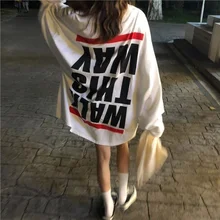 

QWEEK Vintage Oversized T-shirts Women Streetwear Korean Fashion Letter Print Tshirt Tees White Long Sleeve Tops Kpop 2022
