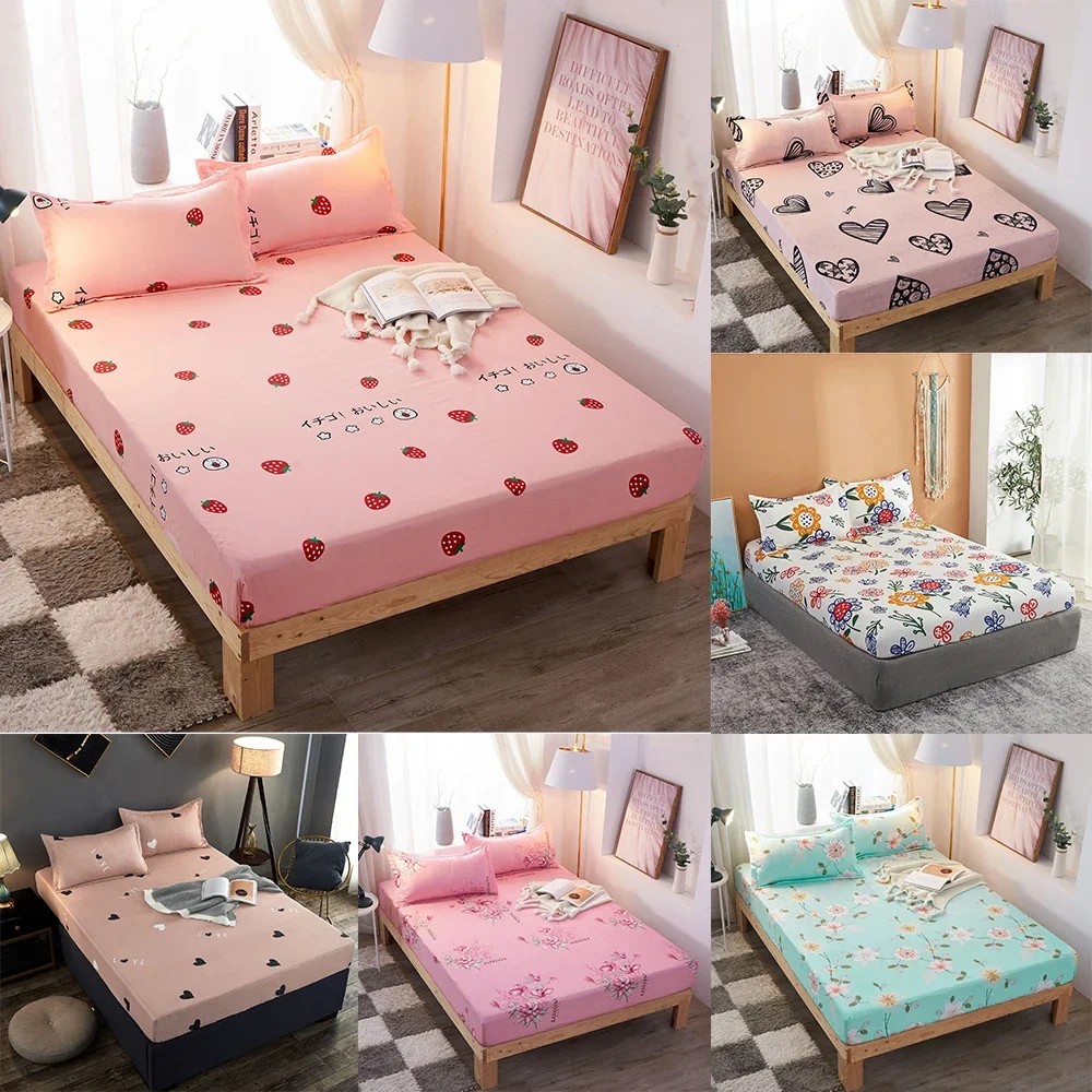 

Pink Bed Fitted Sheet Modern Simple Style Adjustable Mattress Cover Four Corners With Elastic Band Multi Size Bed Sheet For Girl