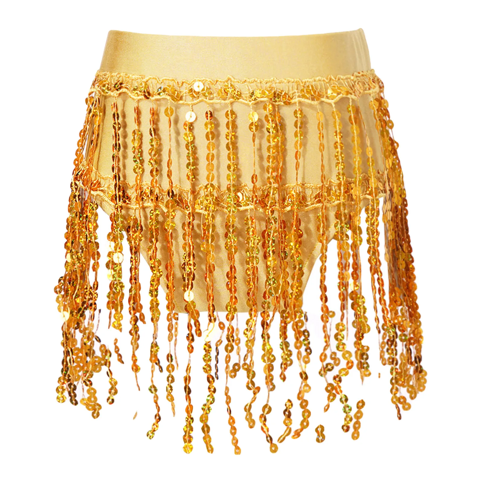 

HOT Latin Jazz Dance Skirt for Kids Girls Sequins Tassel Elastic Waistband Briefs Bottoms Children's Gymnastics Modern Dancewear