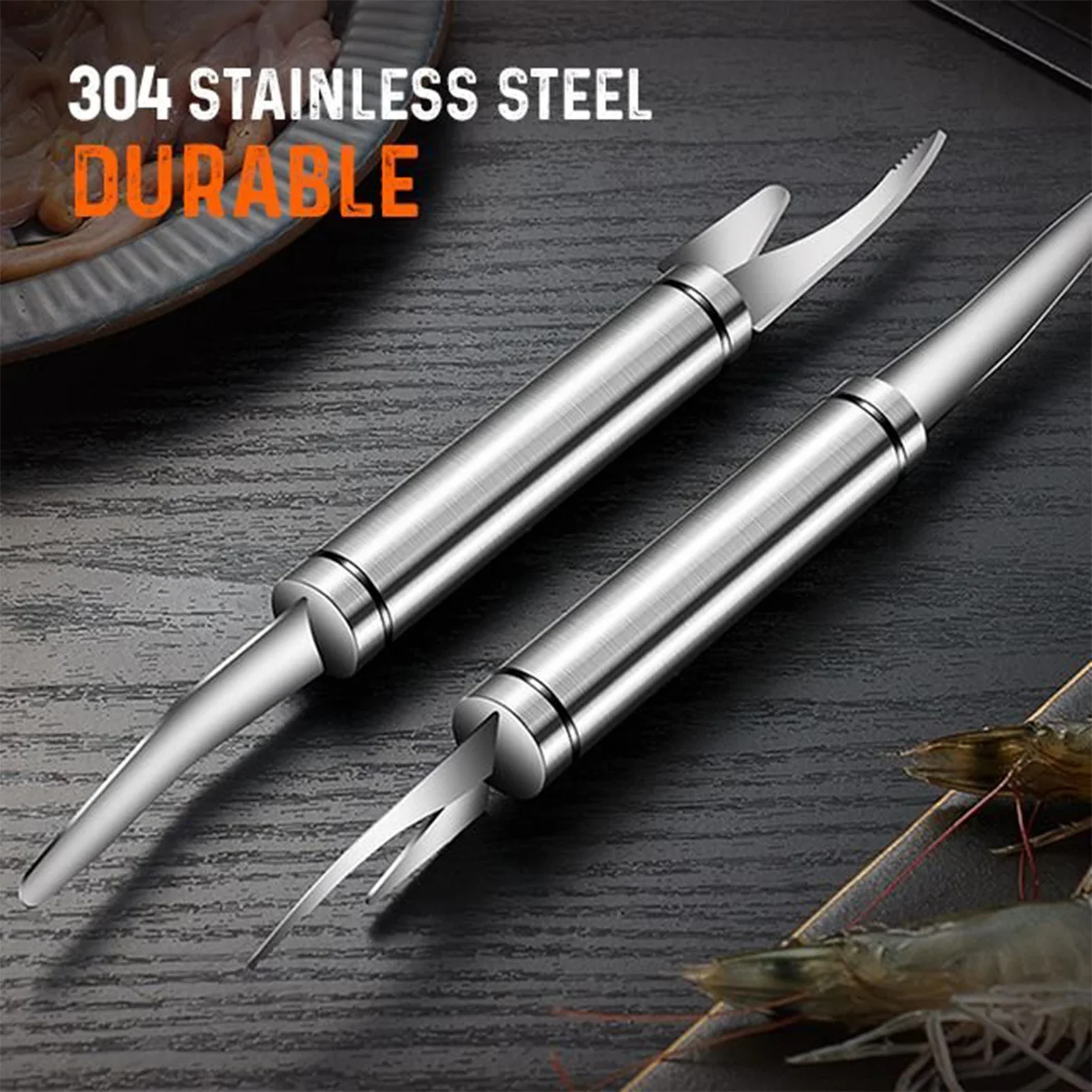 Shrimp Peeler 6 In 1 Multifunctional Fast Stainless Steel Shrimp Line Cutting Scraping Digging Fish Scales Knife Kitchen Tools