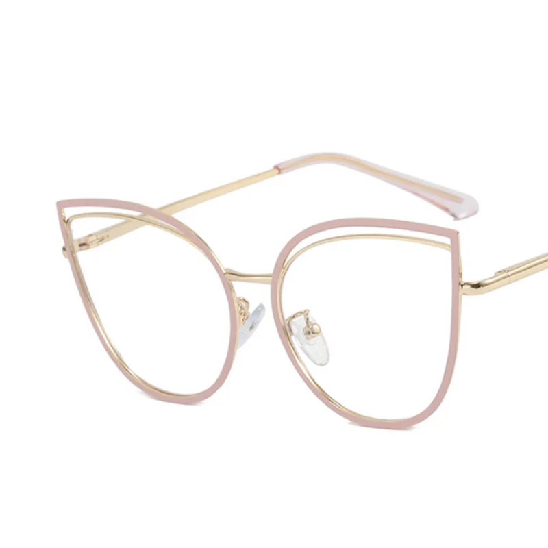 Cutout Cat Eye Metal Frame Clear Glasses Fashion Myopia Nerd Spectacles  -0.5 -1.0 -2.0 -3.0 -4.0 to -6.0 4