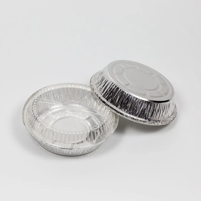 Aluminum Pans 7 8 9 10 Inch Round Pizza Pan Baking Tray Aluminium Foil Food Containers With Lid 50Pc