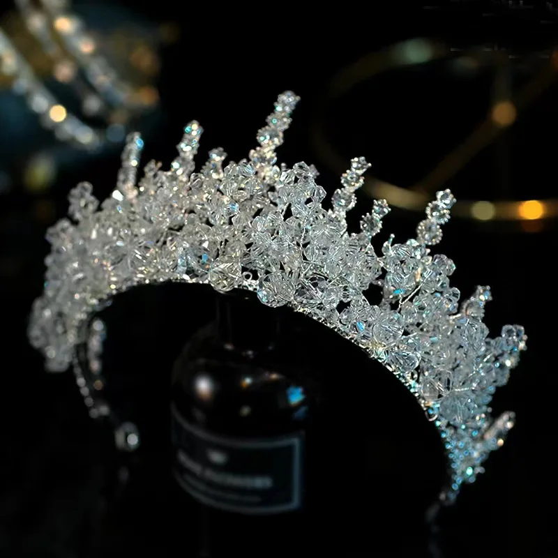 New Bridal Tiara Crystal Wedding Crown Hair Accessories Luxury Diadem Headdress Headband Korean Fahsion Pageant Headwear Jewelry