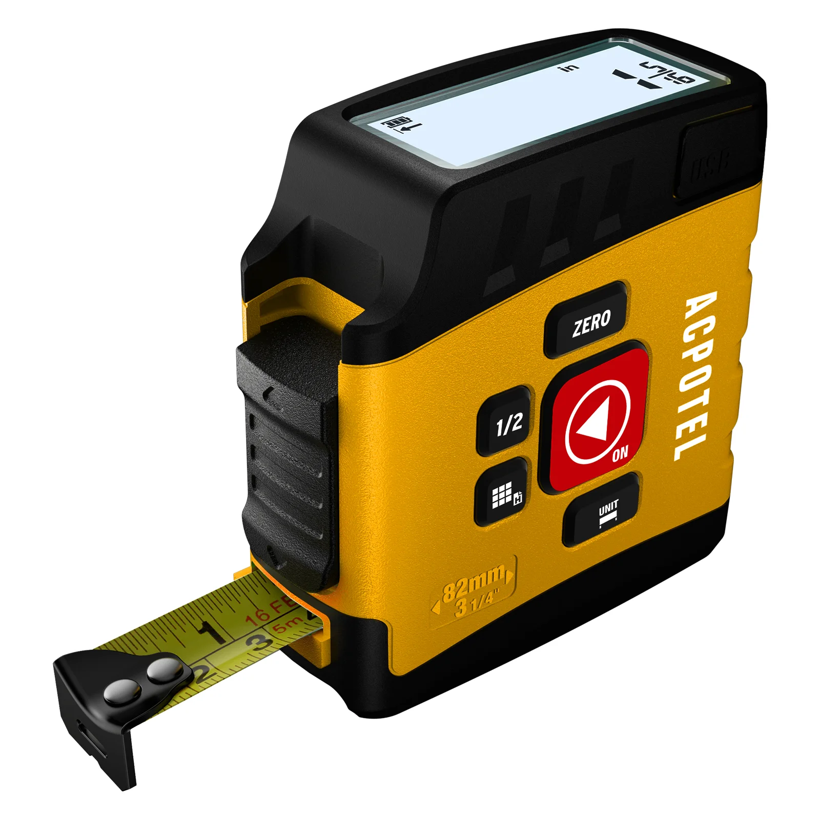 마일리시 2-in-1 디지털 줄자 DT20 5m 충전식 측정 도구, 거리/면적/부피 ..