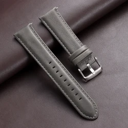 Elegant Genuine Leather Watch Strap - Quick Release Wristband in Black, Brown, Blue, Grey (Multiple Sizes Available) - With rose buckle (Grey)