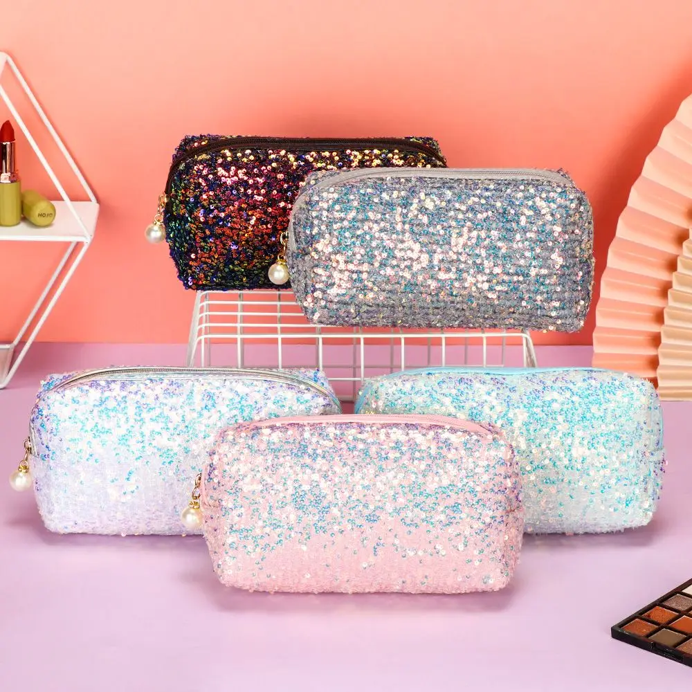 New Fashion Glitter High-capacity Makeup Bag Mermaid Sequin Pen Bag Cosmetic Storage Bag Lazy Makeup Zipper Pouch Handbags 2
