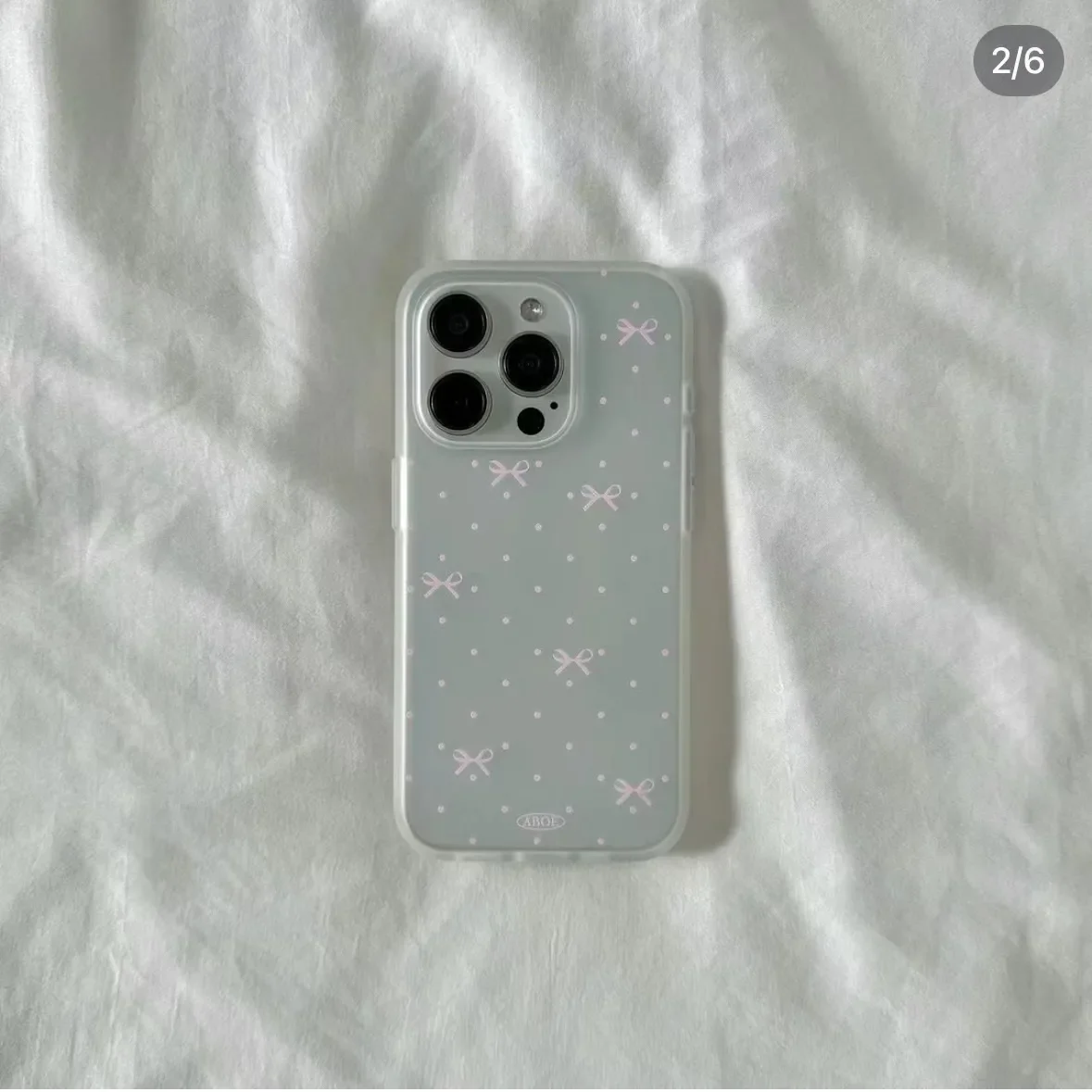 Chic Korean Pink Blue Wave Point Bow Phone Case Y2K Style Cover