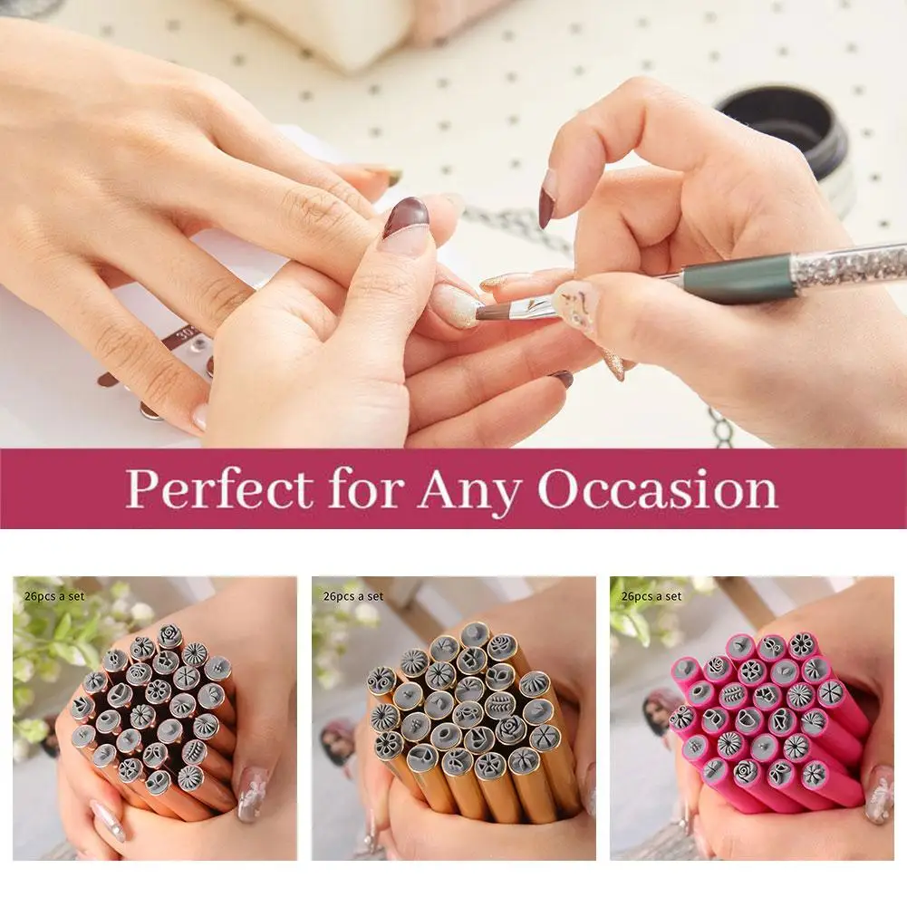 Nail DIY Stamp Pen Sets 26pcs Art Nail Doodle With Pattern Pen Stippling Petal Accessory Artificial Embellished DIY Se D3P7