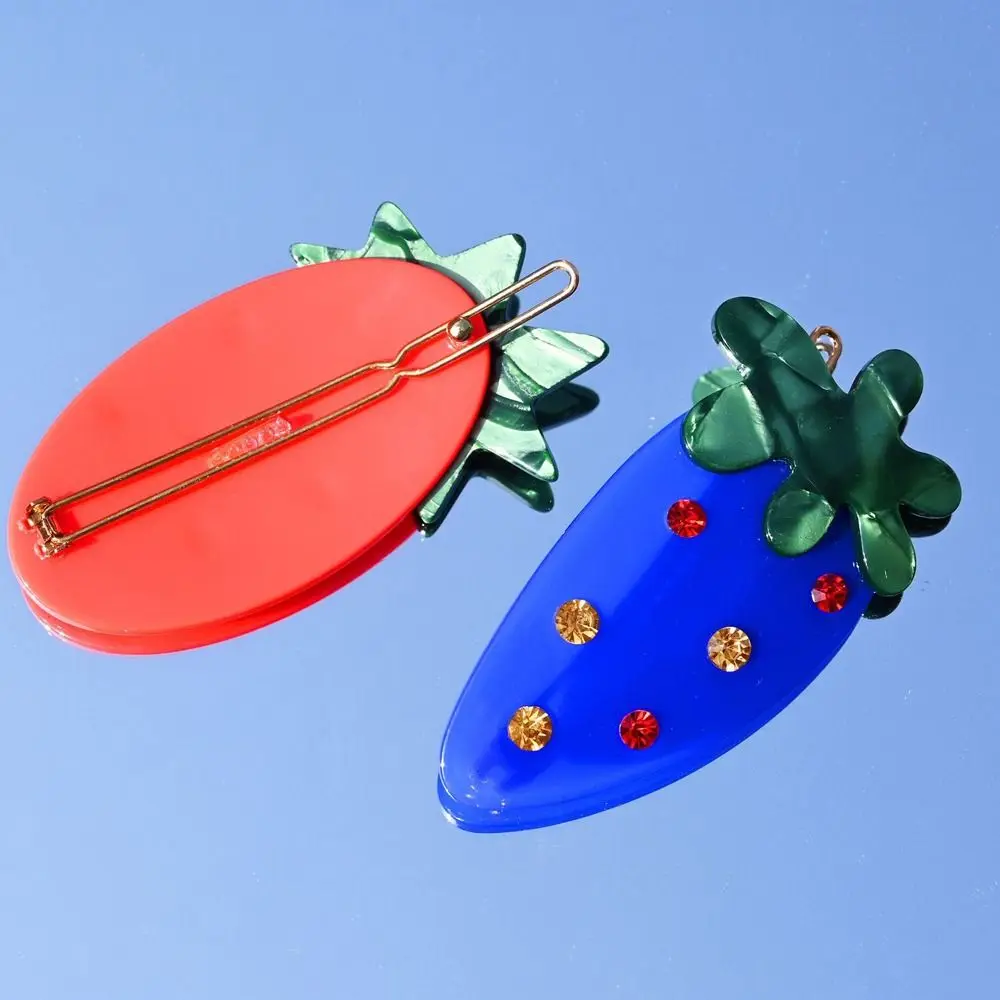 

Frog Clip Geometric Acetate Acetic Acid Cartoon Strawberry Crystal Barrettes Acetate Rainbow Hair Clip Zircon Flower Side Clip