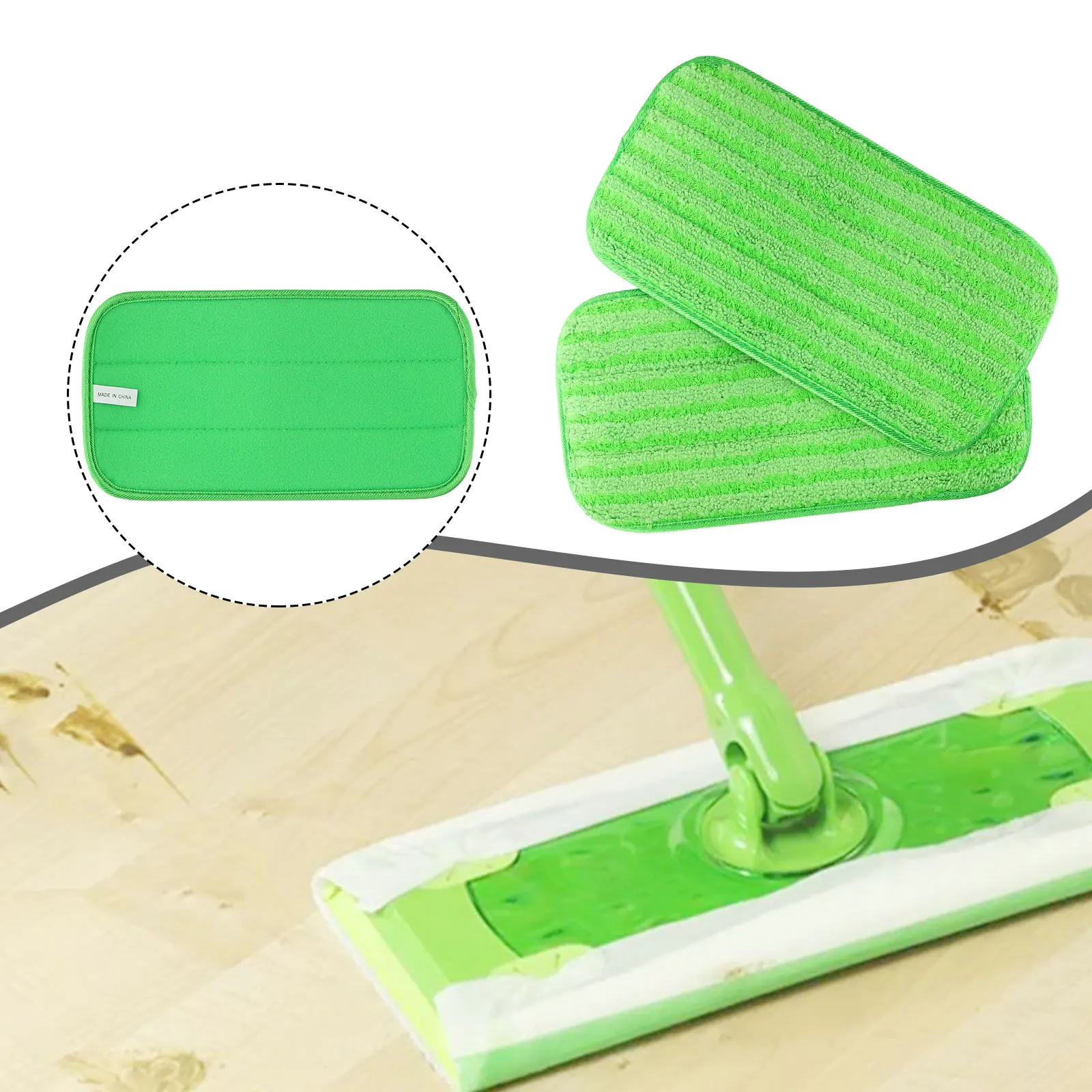 

2pc 12 Inch Green Vacuum Mop Pads Microfiber Reusable Cleaning Cloths Mopping Cloths Sweep Washable Refills For Swiffer Wet Jet