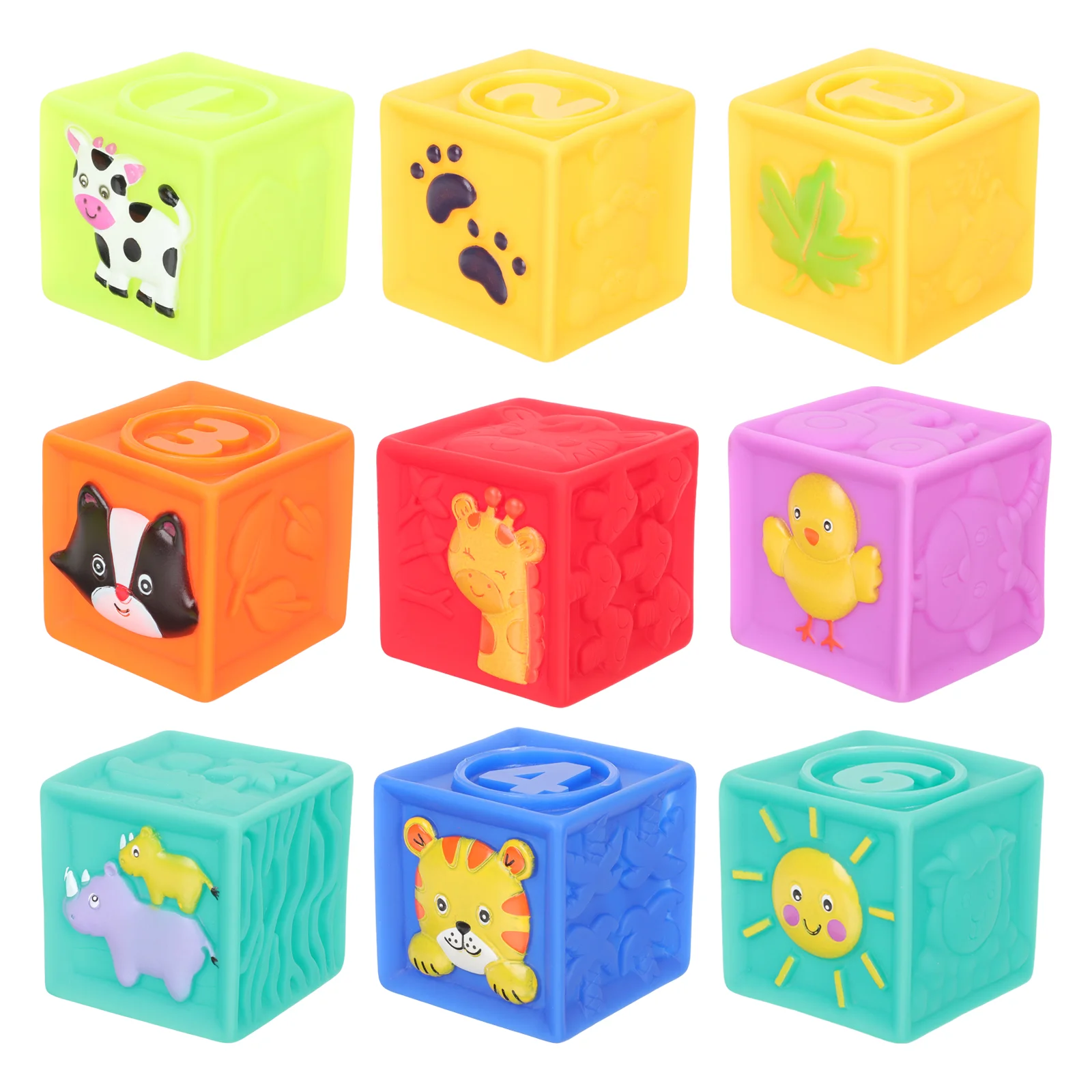 

9 Pcs Soft Rubber Building Blocks Kids Playsets Educational Stacking Toy Children Toys for Toddlers 1-3 PVC