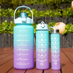Hydration Motivation 900ml Leakproof Sports Bottle - 2.0L (3pcs - green - purple)