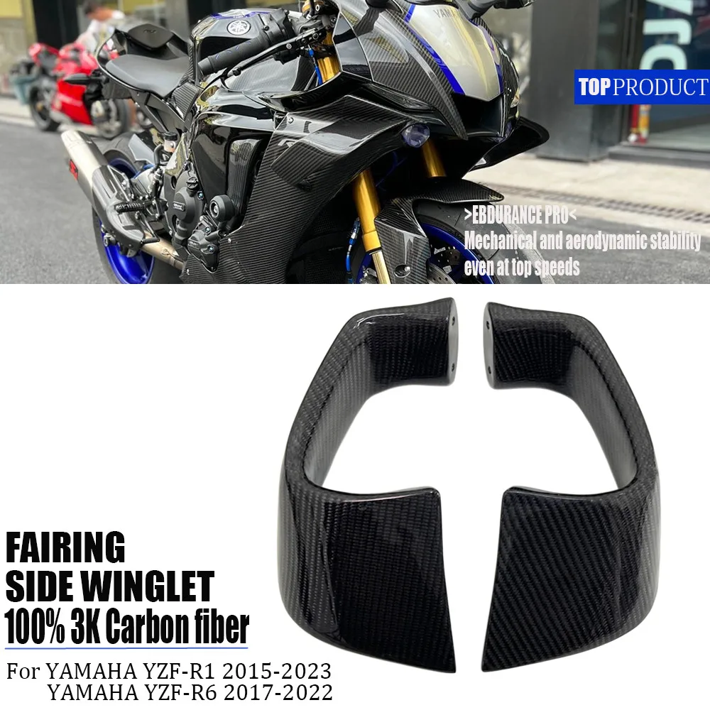 

Motorcycle carbon fiber fixed wing suitable for Yamaha YZF-R1 R1M 2015-2023 YZF-R6 2017-2022 spoiler side wing blades