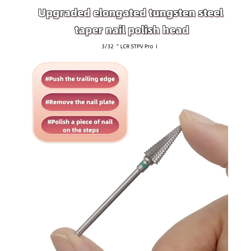 Pro Cone Carbide Cuticle Clean Nail Bit Nail Tungsten Drill Bit Electric Grinding Burr Manicure Drills Nails Accessory 1Pcs 17mm