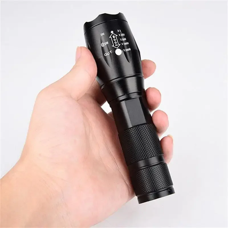 LED Flashlights T6 Strong Light Flashlight Aluminum Alloy Telescopic Zoom Battery Version Charging Outdoor Searchlight Remote led flashlights