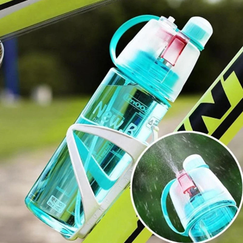 2 In 1 Sports Water Drinking Bottle Misting Spray