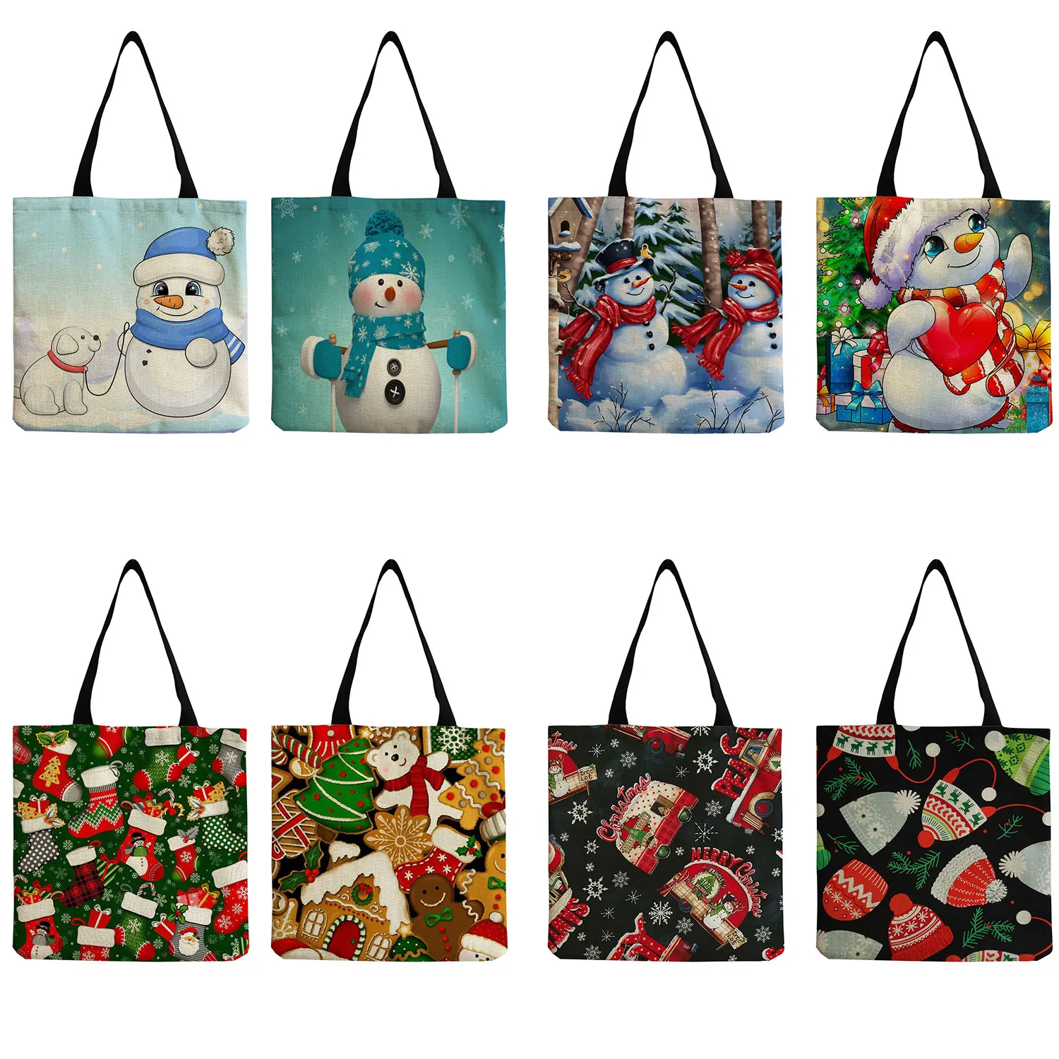 

Outdoor Handbag Snowman Print New In Travel High Capacity Christmas Gift Tote Bag Shopping Bags Women Shoulder Bag Eco Reusable