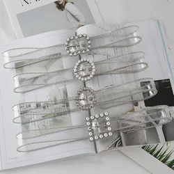 Korean Version Diamond-studded Pearl Transparent Belt Small Dress Jeans Decorative Belt All-matched Ins Style Women's Waistband