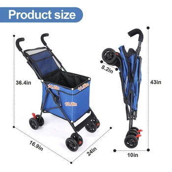 Pet Stroller M S Dog Cat Cage Jogger 4 Wheels Waterproof Puppy Travel Folding Carrier Pet Stroller 3