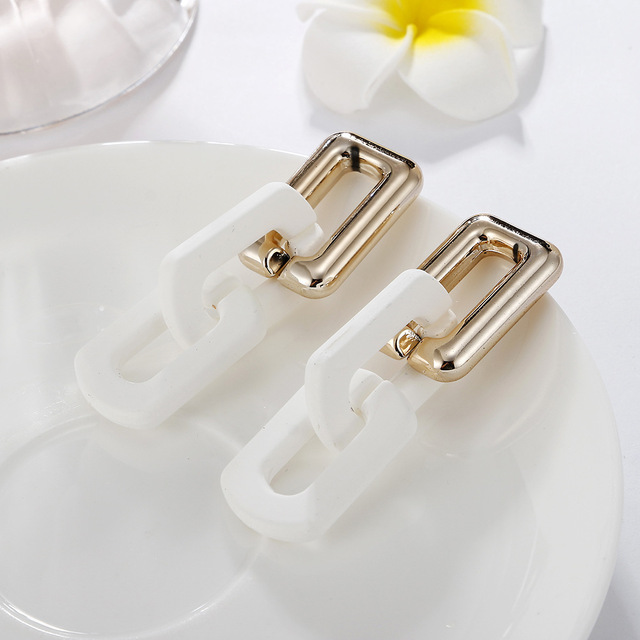 Simple Solid color Acrylic Chain Drop Earrings For Woman Fashion Korean exaggeration Big earrings Gift Jewelry  2022