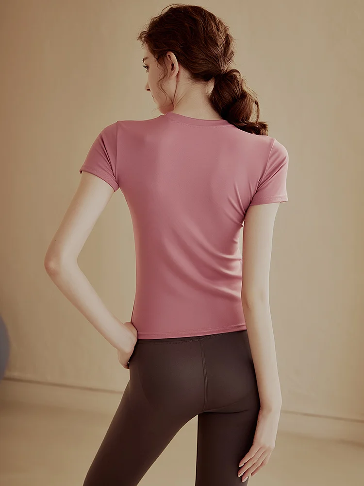 Sports T Shirt GymHUB Sports Short Sleeved Yoga Quick Drying Running Slimming Waist Tightening Fitness Top Training T-shirt
