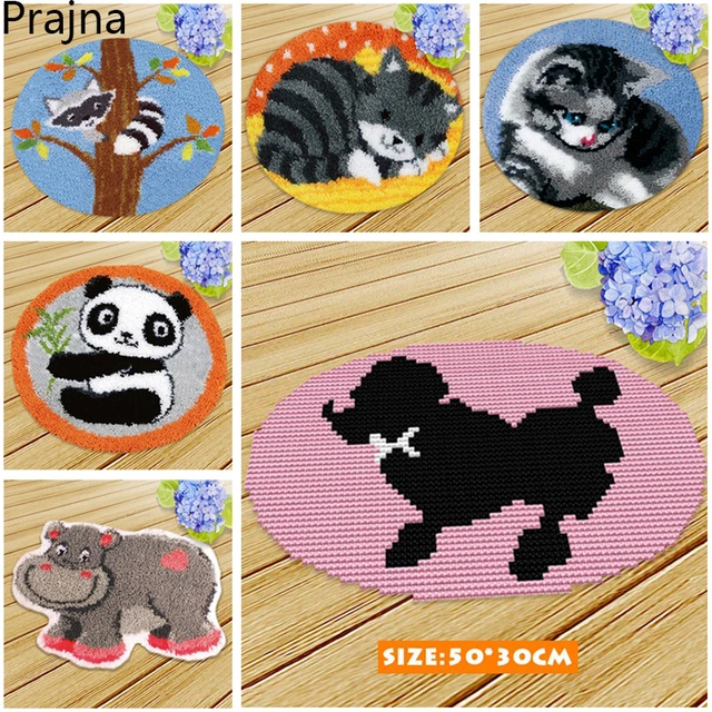 Cartoon Cat Latch Hook DIY Segment Embroidery Material Handcraft Latch Hook  Rug Kits Carpet Embroidery Supplies Doe Het Zelf