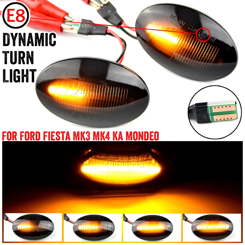 

2Pieces Dynamic LED Fender Side Marker Light For Ford Fiesta III IV MK3 MK4 KA Mondeo I Transit Tourneo Turn Signal Lamp