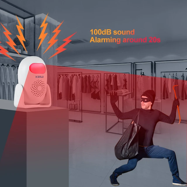 KERUI PIR Motion Detector with Alarm and Sound 100dB, Motion Sensor LED, Infrared Welcome Alarm Detector, Wireless Burglar Alarm 5