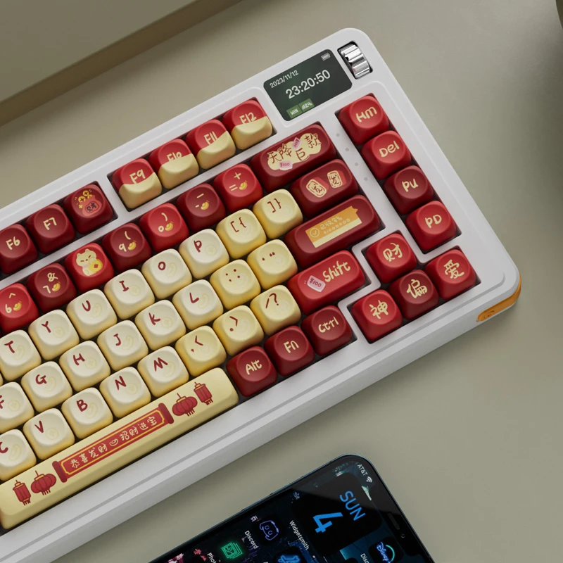 Chinesethe God of Wealth Keycaps Teclados Acessórios Teclados Teclados Teclados Pbt Sublimação Cnc Perfil Moa