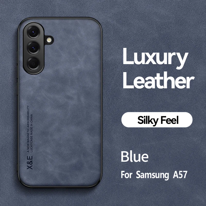 Premium Skin Feel Leather Phone Case with Magnetic Car Holder - Soft Silicone Protective Cover
