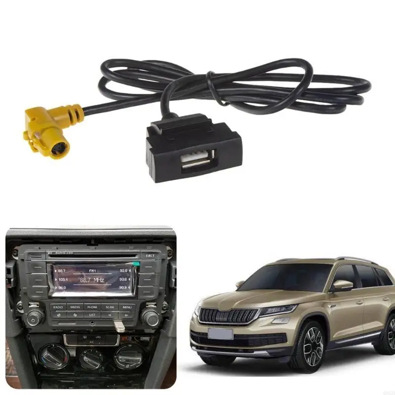 Q9QD 필수 USB 포트 변환 케이블 하네스 액세서리, RCD510 RNS315 엔터테인먼트 시스템에 적합 1미터 간단한 설정