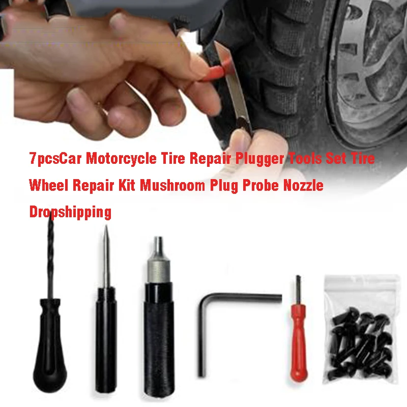 CarMotorcycleTireRepairPluggerToolsSetTireWheelRepairKit