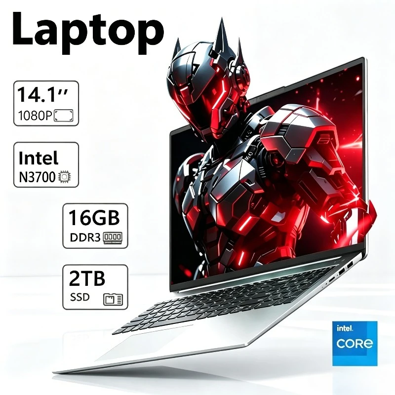 LENO 울트라 슬림 14.1인치 노트북 인텔 N3700 16GB 1TB 게이밍 컴퓨터 PC 윈도우11 게이머용 사무용 울트라 슬림 노트북 1920*1080