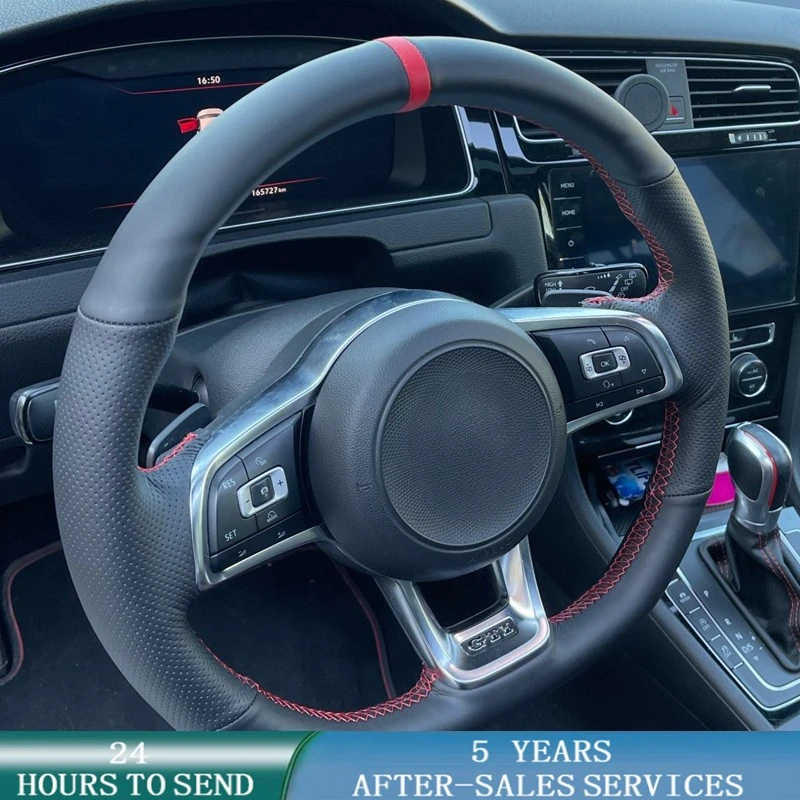 Coprivolante Personalizzato In Pelle Antiscivolo Treccia Per Volkswagen Golf 7 Gti Golf R Mk7 Vw Polo Gti Scirocco 2015 2016