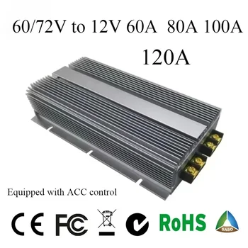 ลดแรงดันไฟฟ้า DC TO DC 60/72V ถึง 12V 60A 80A 100A ขั้นตอนลง Converter Buck Regulator 30 V-90 V กันน้ําสําหรับรถกอล์ฟ CE 1