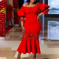 African Dresses for Women 2023 New Off Shoulder Summer Fashion Africa Clothing Dashiki Ankara Lace Wedding Party Long Dress 3