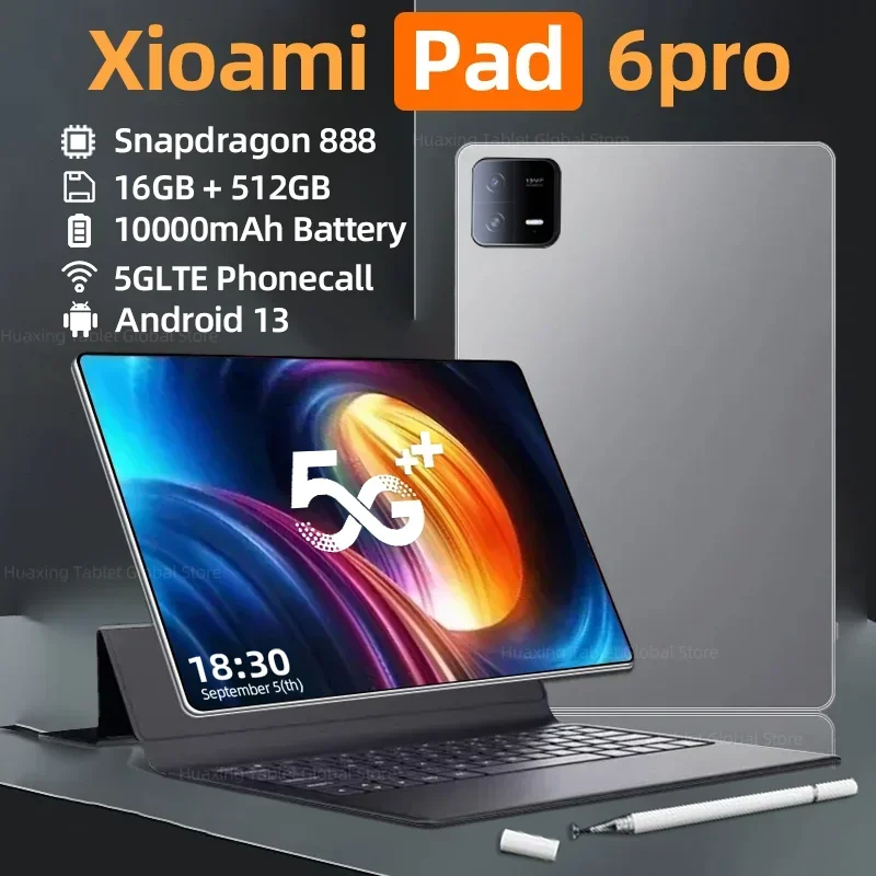 

2024 оригинальный планшетофон, планшет 6 Pro, Snapdragon 888, 10000 мАч, Android, 13 ОЗУ, 16 Гб ПЗУ, 512 ГБ, телефон с экраном HD 4K, Wi-Fi, Mi