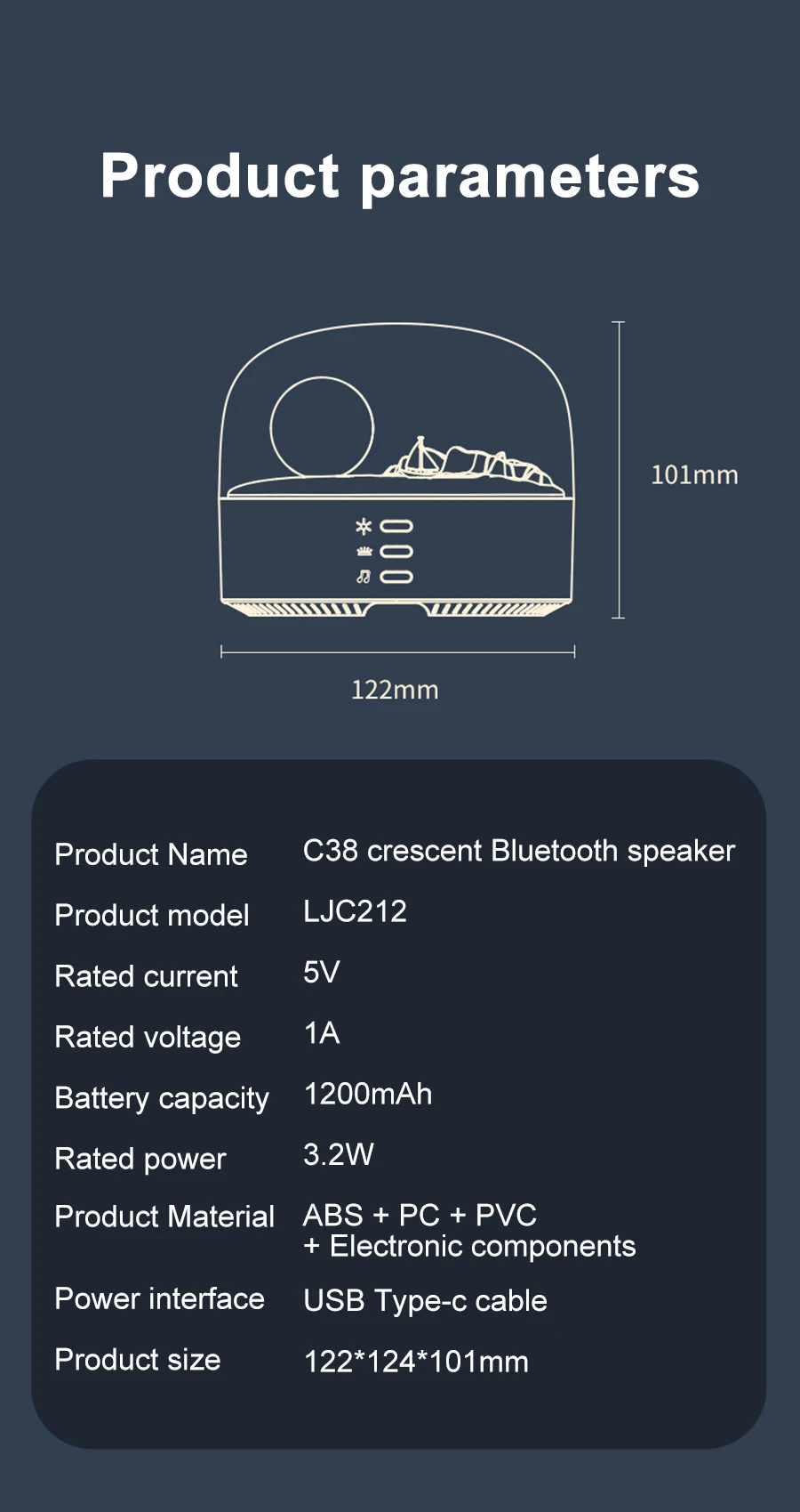 Wave Table Lamp, Bluetooth Speaker, Decoração do