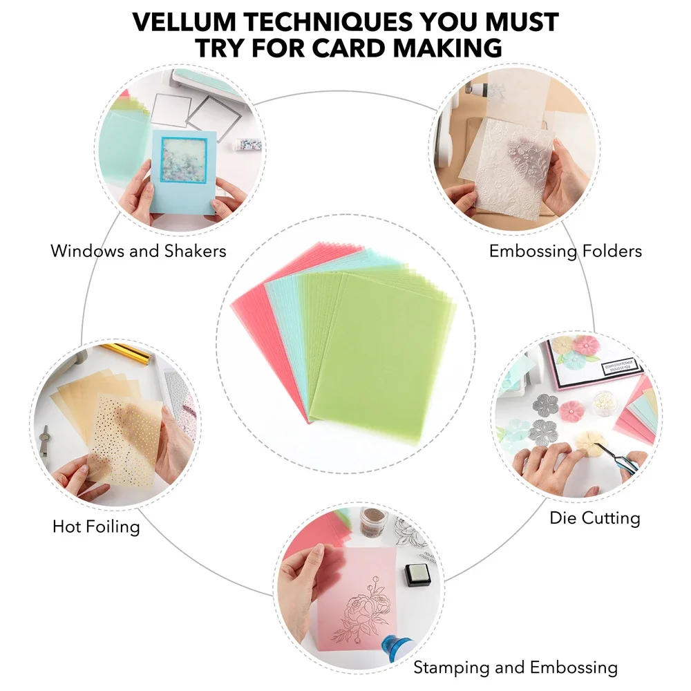 Colored Frosted Smooth Vellum Paper Sheets 4.25x5.5inch Heat Resistant Pearled Gold/Silver See-Through Paper for Crafts Tracing
