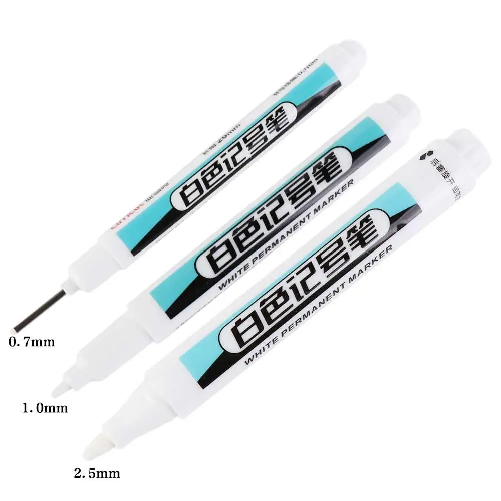 0.7mm/1.0mm/2.5mm 흰색 영구 페인트 펜 방수성 퇴색하기 쉽지 않은 흰색 마커 펜 널리 사용되는 유성 마커 펜