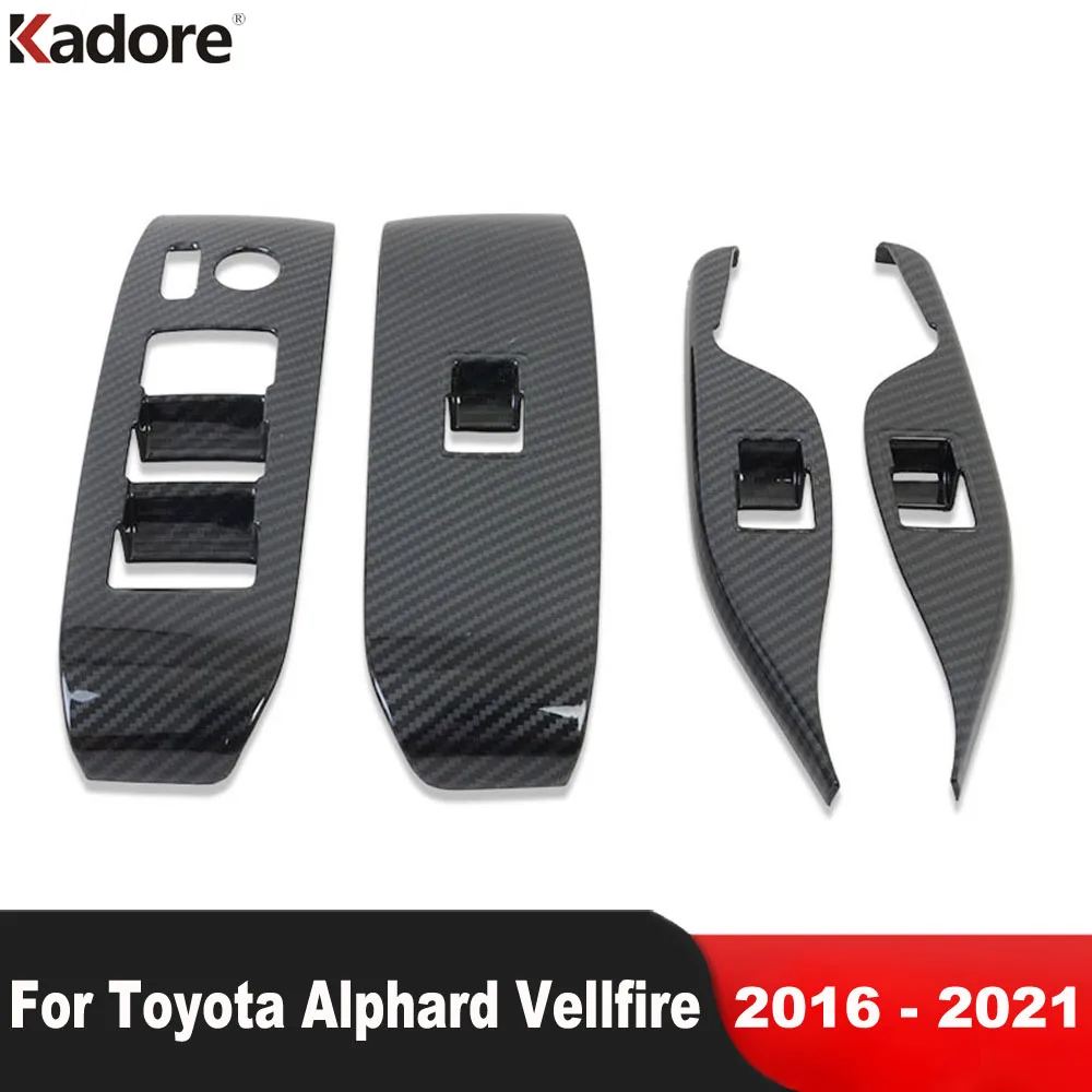 

Для Toyota Alphard Vellfire 2016-2021, карбоновый подлокотник для автомобильной двери, подъемник окна, кнопка переключения, панель, крышка, отделка, аксессуары для интерьера