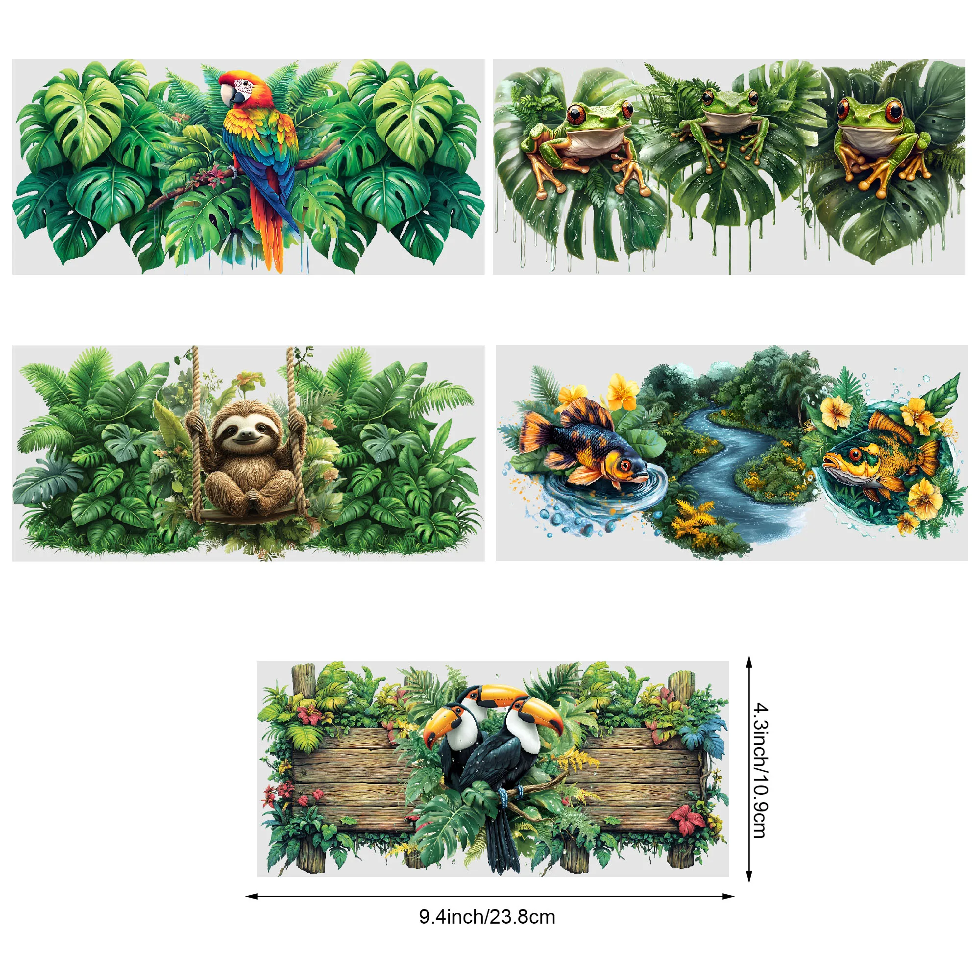 5 Sheets Forest UV DTF Cup Stickers, Glass Cup DTF Transfer Stickers, Waterproof Funny Forest Wipeable Transfer Paper for