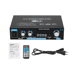 800W Bluetooth 5.0 Mini HiFi Stereo Amplifier with FM, USB, SD, and Mic Input - US Plug (AK 35)