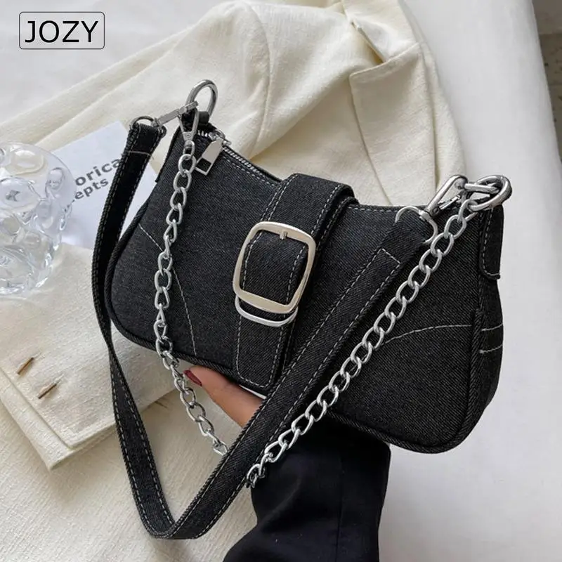 Fashion Women Denim Contrast Color Grid Shoulder Underarm Bag Casual Ladies  Chain Small Handbags Purse Ladies Handbags Hand Bag - AliExpress