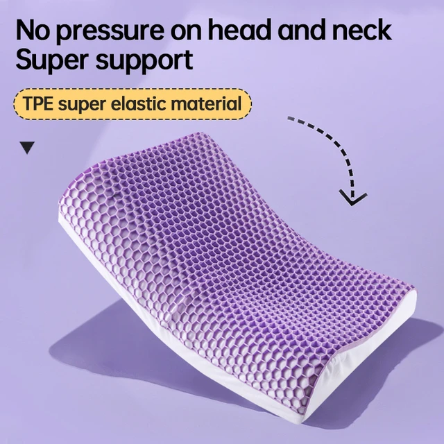 Neck Message Bed Pillow Cool TPE High Elasticity Orthopedic Shoulder Pain  Protection Cervical with Cover For Sleep Travel Purple - AliExpress