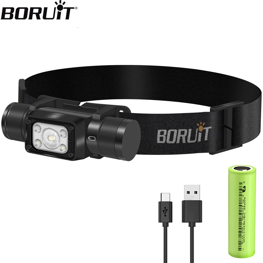 

BORUiT HP350 LED Headlamp 2000LM Type-C Rechargeable Waterproof Powerful Headlight With Memory Function for Camping Fishing