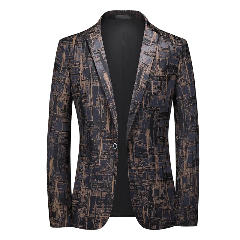 Fashion Men's Boutique Business Blazer Casual Personalized Pattern Design Evening Dress Suit Male Slim Fit Blazers Jacket
